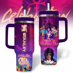 Prince Music Custom Stanley Quencher 40oz Stainless Steel Tumbler With Handle - Threewoofs