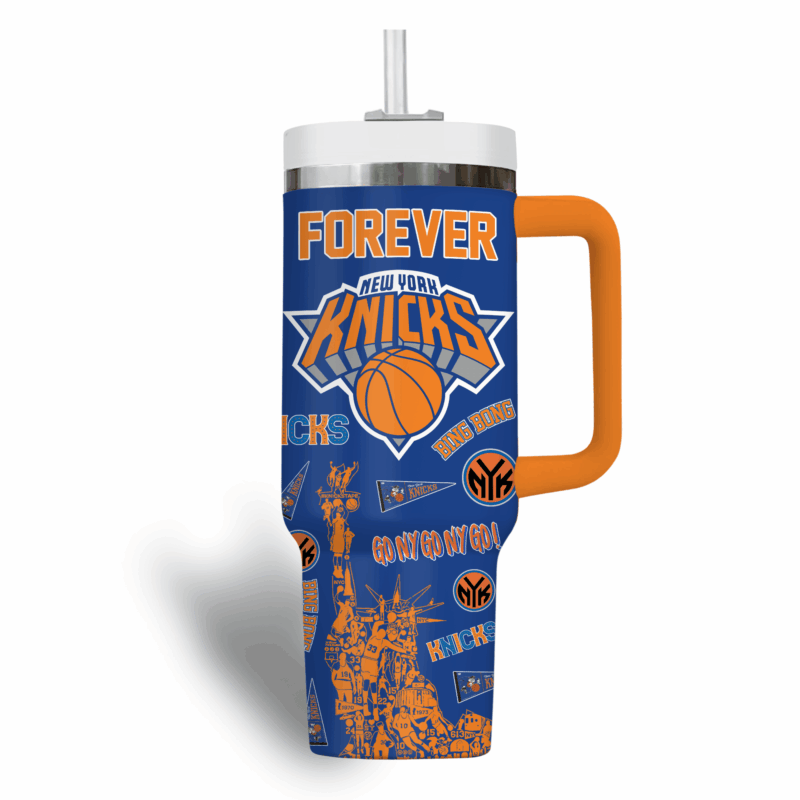 New York Knicks NBA Custom Stanley Quencher 40oz Stainless Steel Tumbler With Handle - Threewoofs - Image 3