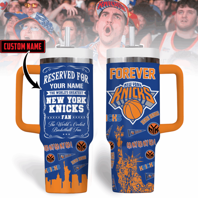 New York Knicks NBA Custom Stanley Quencher 40oz Stainless Steel Tumbler With Handle - Threewoofs