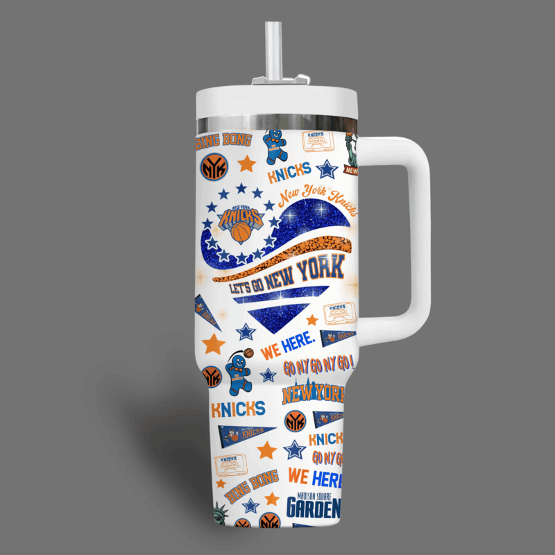 New York Knicks NBA Custom Stanley Quencher 40oz Stainless Steel Tumbler With Handle - Threewoofs - Image 3