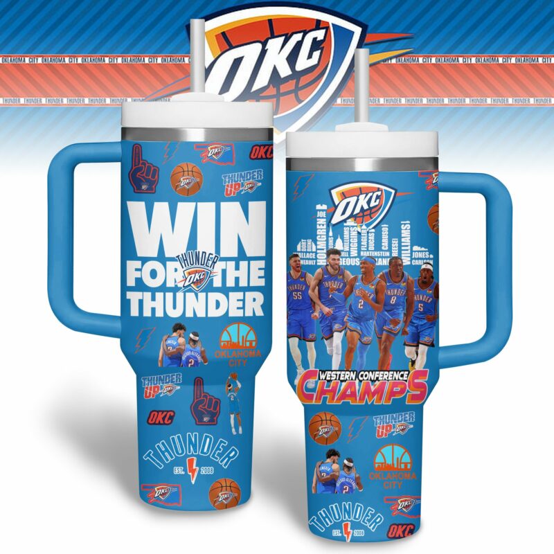 Oklahoma City Thunder NBA Custom Stanley Quencher 40oz Stainless Steel Tumbler With Handle - Threewoofs