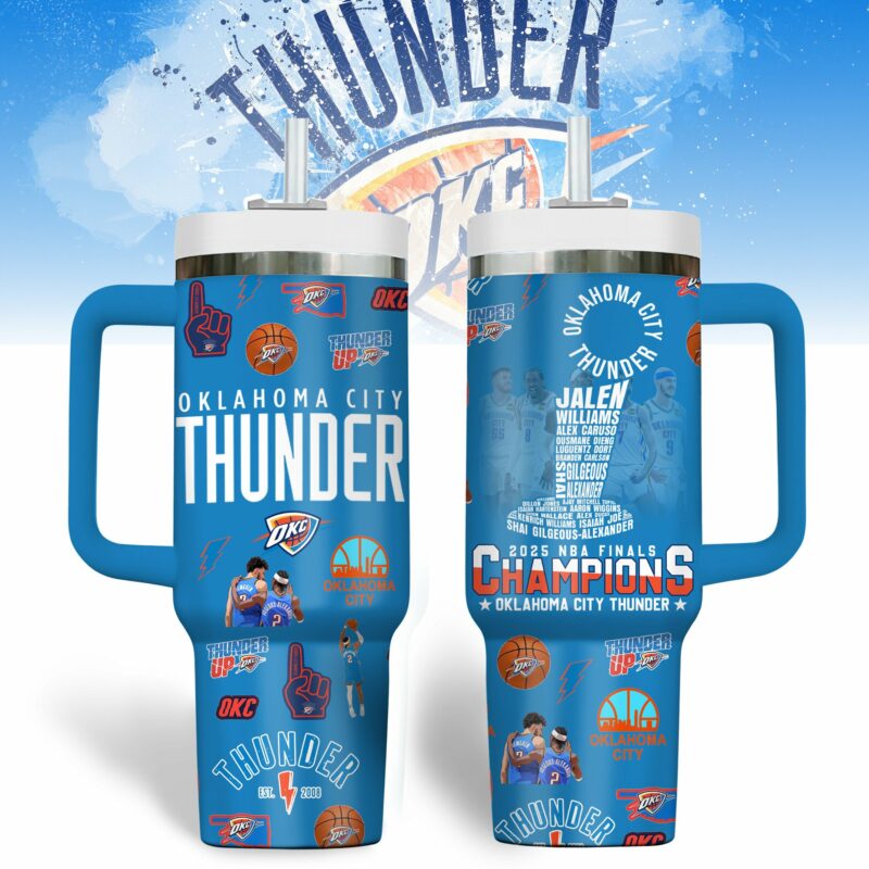 Oklahoma City Thunder NBA Custom Stanley Quencher 40oz Stainless Steel Tumbler With Handle - Threewoofs