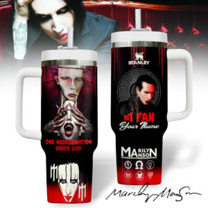 Marilyn Manson Music Custom Stanley Quencher 40oz Stainless Steel Tumbler With Handle - Threewoofs