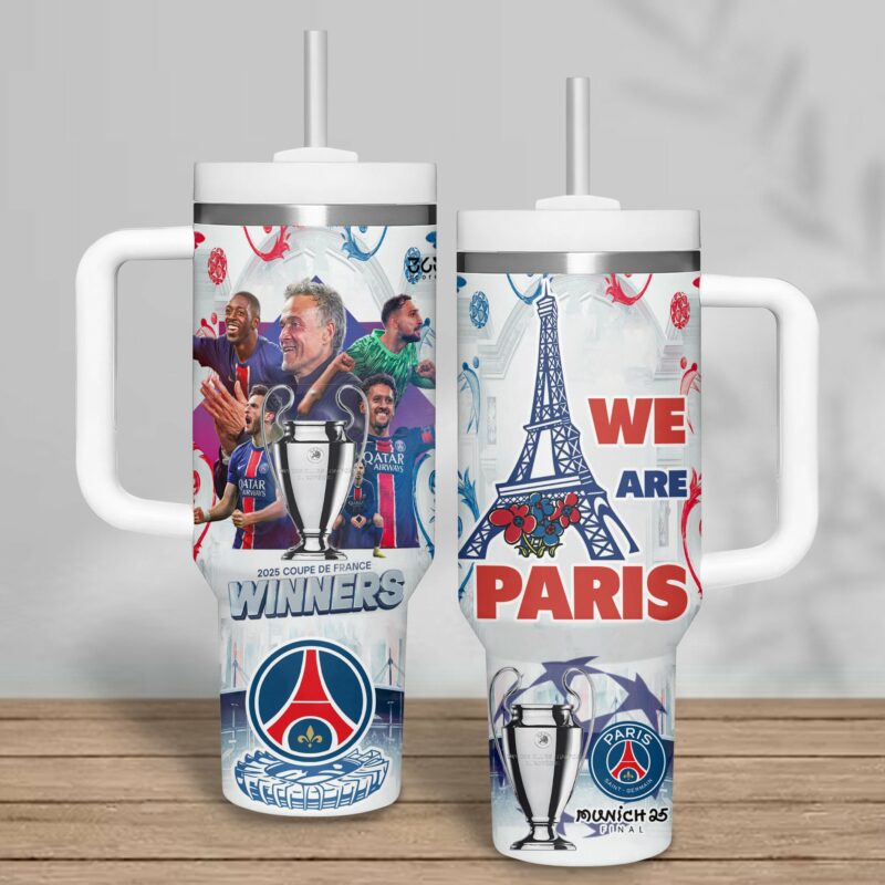 Paris Saint-Germain F.C. Sports Custom Stanley Quencher 40oz Stainless Steel Tumbler With Handle - Threewoofs - Image 3