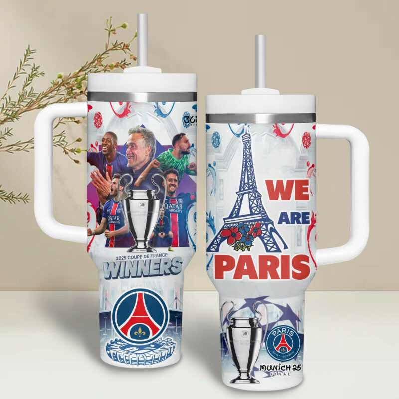 Paris Saint-Germain F.C. Sports Custom Stanley Quencher 40oz Stainless Steel Tumbler With Handle - Threewoofs - Image 4