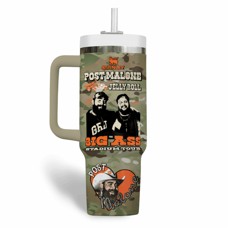 Post Malone Music Custom Stanley Quencher 40oz Stainless Steel Tumbler With Handle - Threewoofs - Image 2