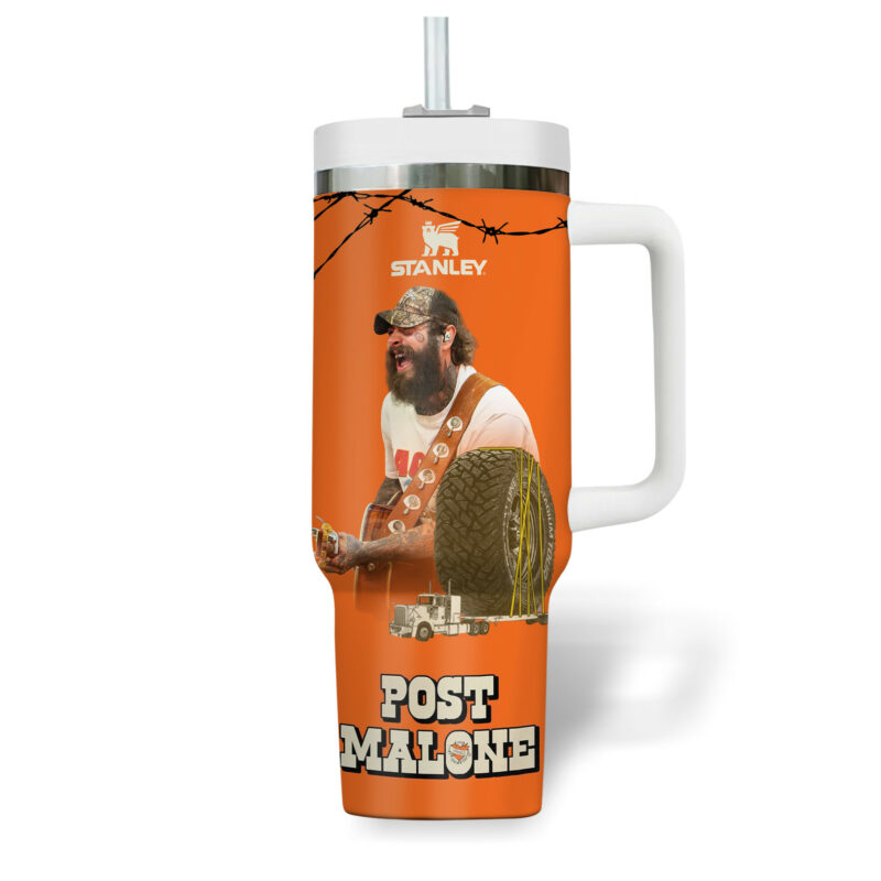 Post Malone Music Custom Stanley Quencher 40oz Stainless Steel Tumbler With Handle - Threewoofs - Image 4