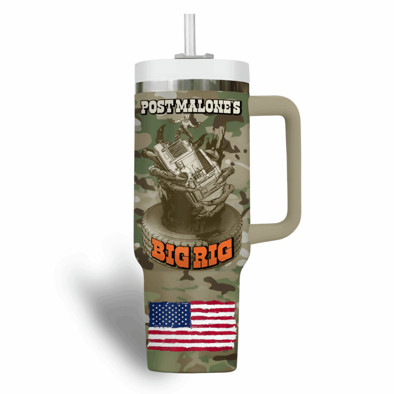 Post Malone Music Custom Stanley Quencher 40oz Stainless Steel Tumbler With Handle - Threewoofs - Image 3