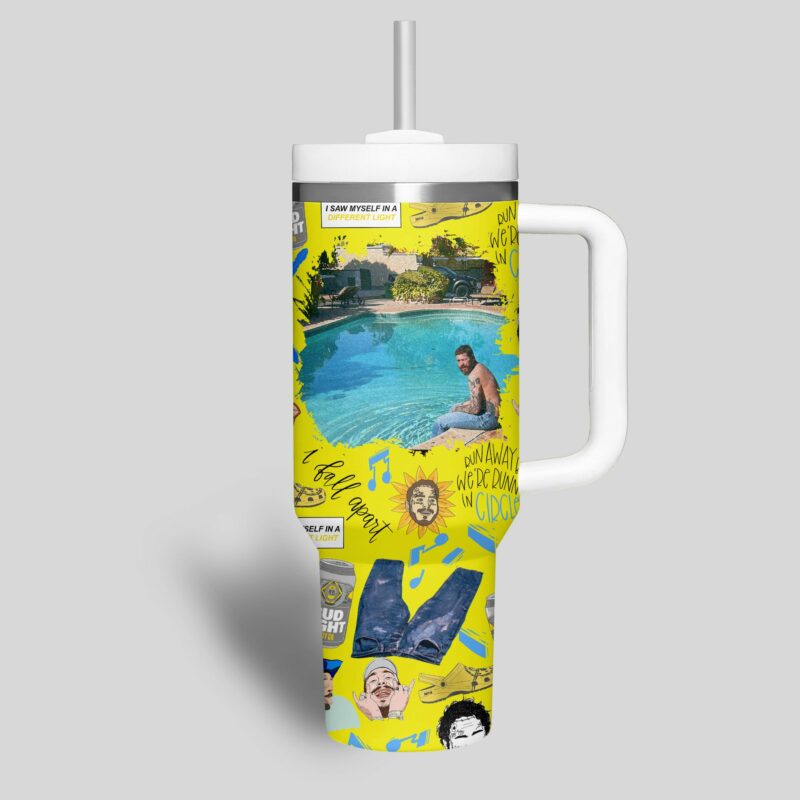 Post Malone Music Custom Stanley Quencher 40oz Stainless Steel Tumbler With Handle - Threewoofs - Image 4