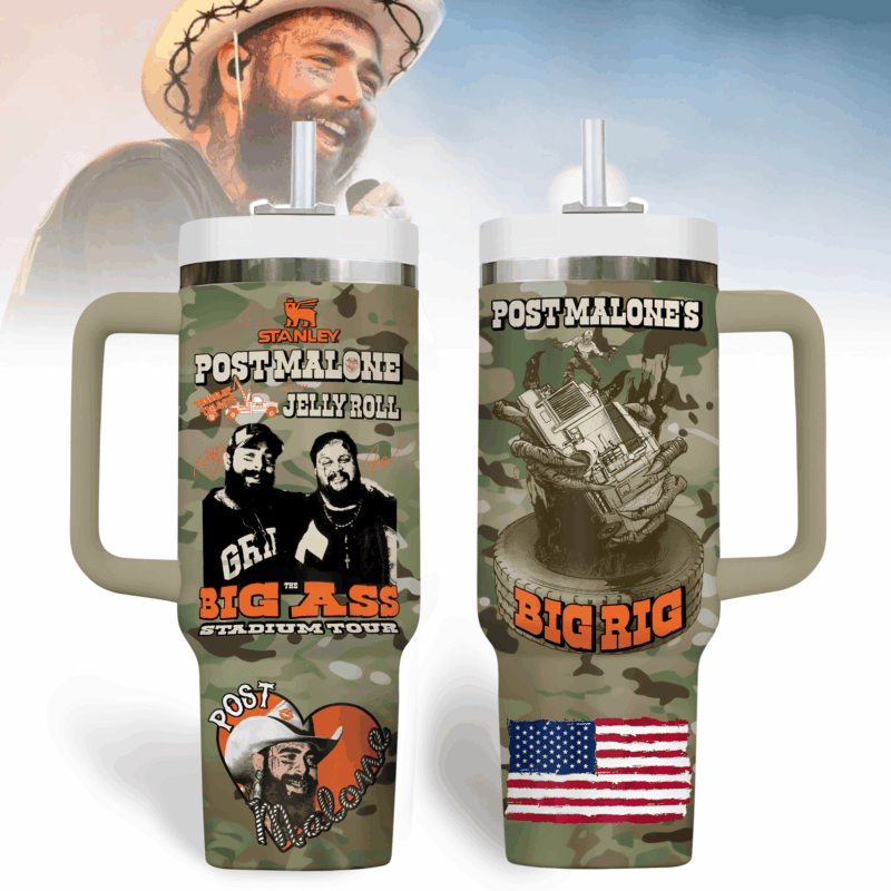 Post Malone Music Custom Stanley Quencher 40oz Stainless Steel Tumbler With Handle - Threewoofs