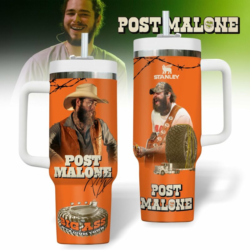 Post Malone Music Custom Stanley Quencher 40oz Stainless Steel Tumbler With Handle - Threewoofs