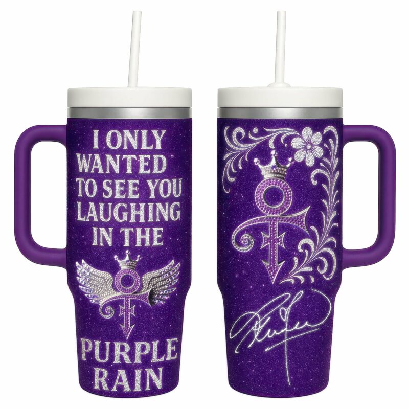 Prince Music Custom Stanley Quencher 40oz Stainless Steel Tumbler With Handle - Threewoofs - Image 2