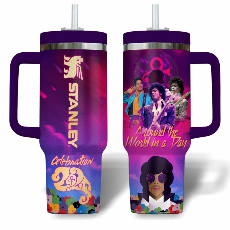Prince Music Custom Stanley Quencher 40oz Stainless Steel Tumbler With Handle - Threewoofs - Image 2
