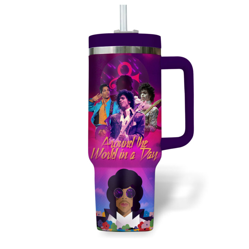 Prince Music Custom Stanley Quencher 40oz Stainless Steel Tumbler With Handle - Threewoofs - Image 4