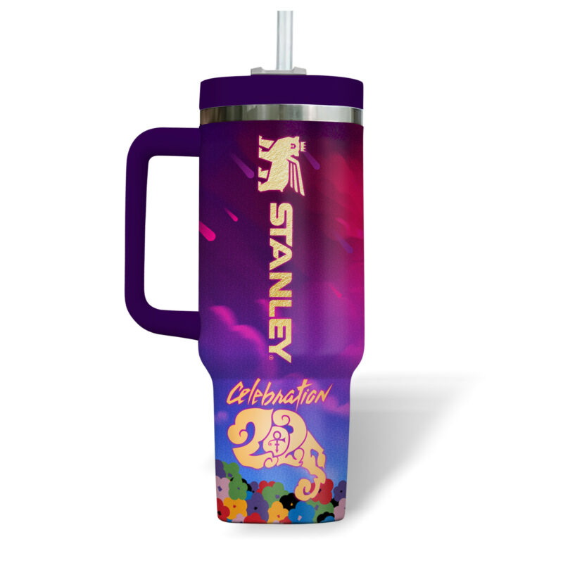 Prince Music Custom Stanley Quencher 40oz Stainless Steel Tumbler With Handle - Threewoofs - Image 3