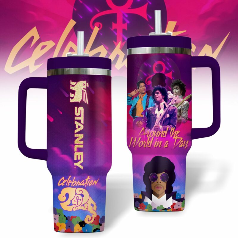 Prince Music Custom Stanley Quencher 40oz Stainless Steel Tumbler With Handle - Threewoofs