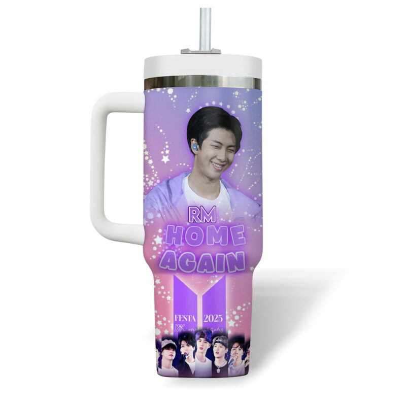 RM BTS Music Custom Stanley Quencher 40oz Stainless Steel Tumbler With Handle - Threewoofs - Image 4