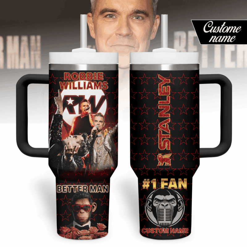 Robbie Williams Music Custom Stanley Quencher 40oz Stainless Steel Tumbler With Handle - Threewoofs