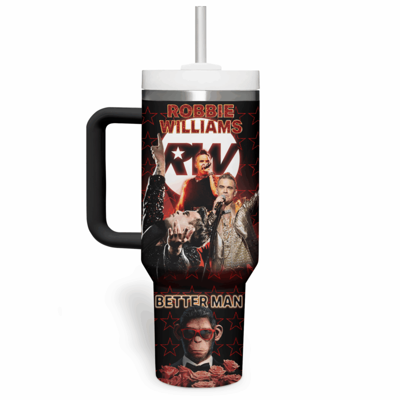 Robbie Williams Music Custom Stanley Quencher 40oz Stainless Steel Tumbler With Handle - Threewoofs - Image 4