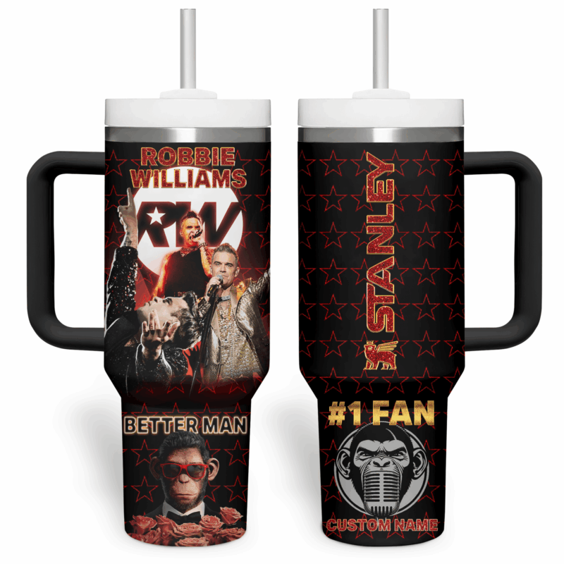 Robbie Williams Music Custom Stanley Quencher 40oz Stainless Steel Tumbler With Handle - Threewoofs - Image 2