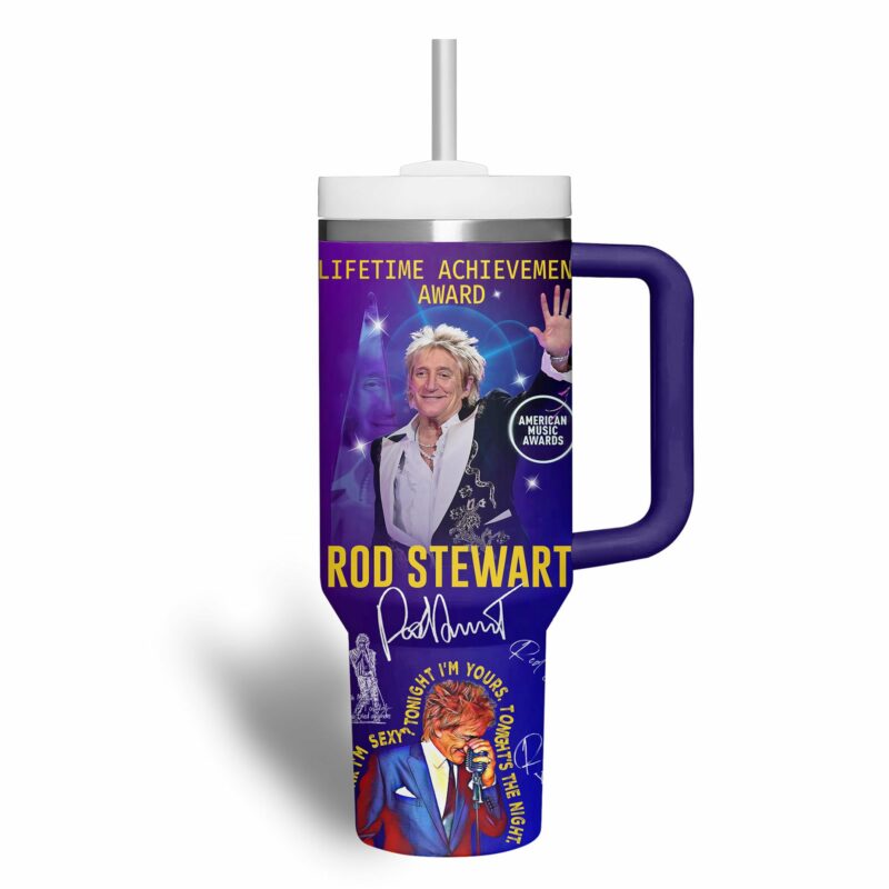 Rod Stewart Music Custom Stanley Quencher 40oz Stainless Steel Tumbler With Handle - Threewoofs - Image 3