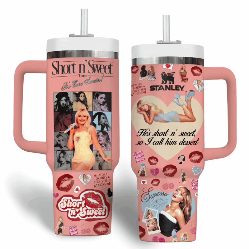 Sabrina Carpenter Music Custom Stanley Quencher 40oz Stainless Steel Tumbler With Handle - Threewoofs - Image 2
