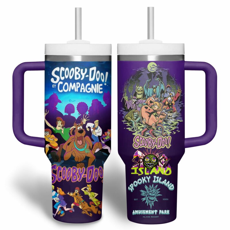 Scooby-Doo Cartoon Custom Stanley Quencher 40oz Stainless Steel Tumbler With Handle - Threewoofs - Image 2