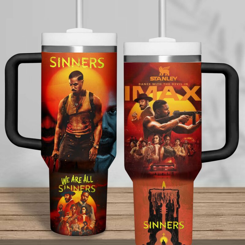 Sinners Movies Custom Stanley Quencher 40oz Stainless Steel Tumbler With Handle - Threewoofs - Image 2