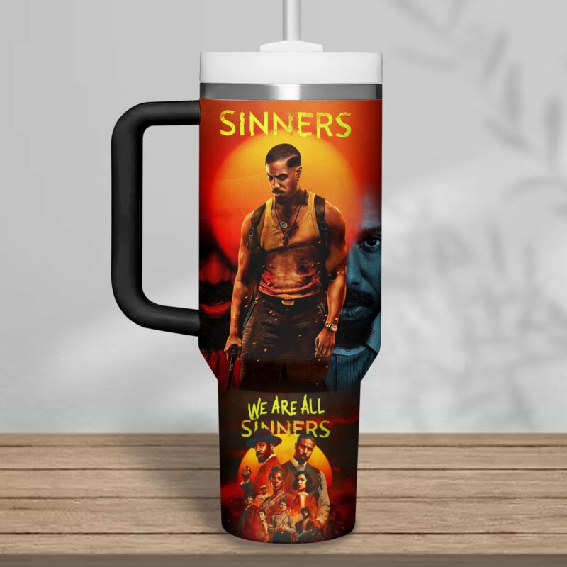 Sinners Movies Custom Stanley Quencher 40oz Stainless Steel Tumbler With Handle - Threewoofs - Image 3