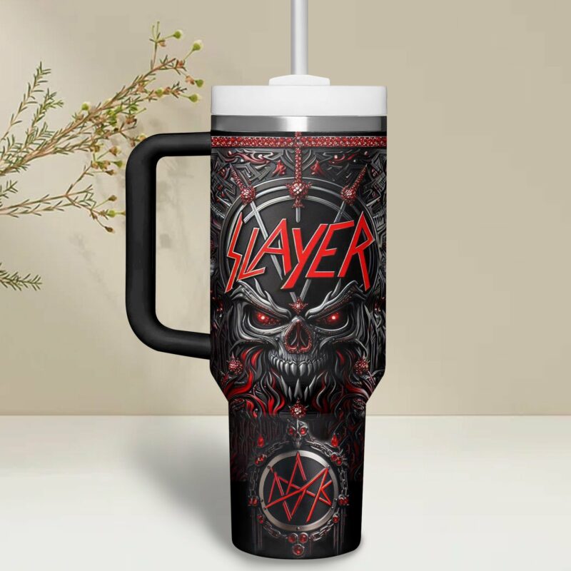 Slayer Music Custom Stanley Quencher 40oz Stainless Steel Tumbler With Handle - Threewoofs - Image 4