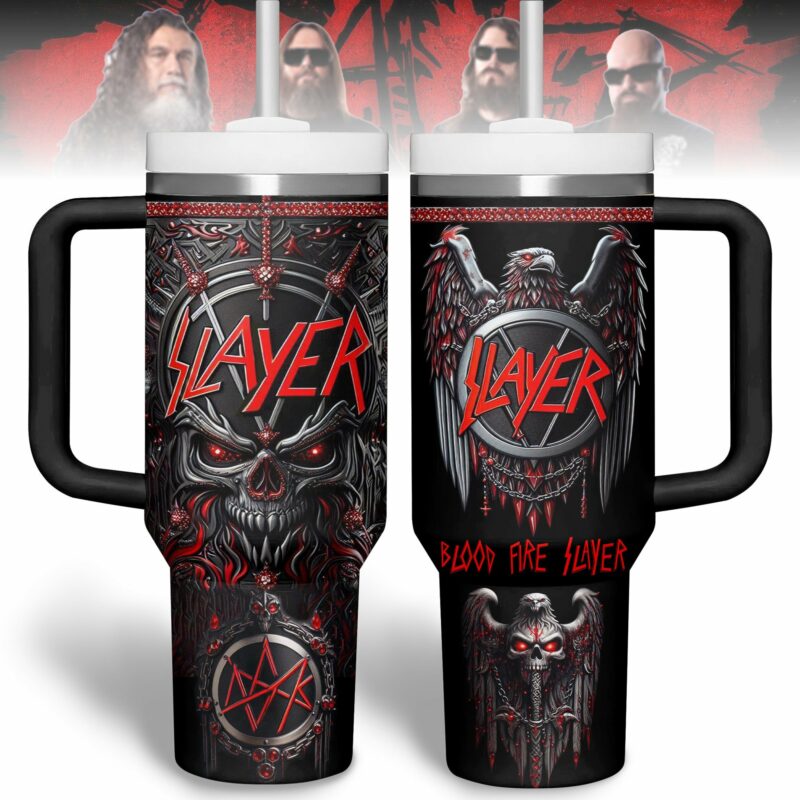 Slayer Music Custom Stanley Quencher 40oz Stainless Steel Tumbler With Handle - Threewoofs
