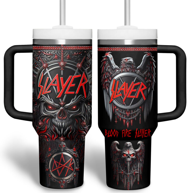 Slayer Music Custom Stanley Quencher 40oz Stainless Steel Tumbler With Handle - Threewoofs - Image 2