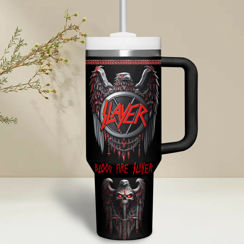 Slayer Music Custom Stanley Quencher 40oz Stainless Steel Tumbler With Handle - Threewoofs - Image 5