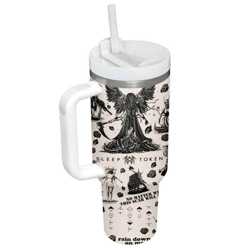 Sleep Token Music Custom Stanley Quencher 40oz Stainless Steel Tumbler With Handle - Threewoofs - Image 3