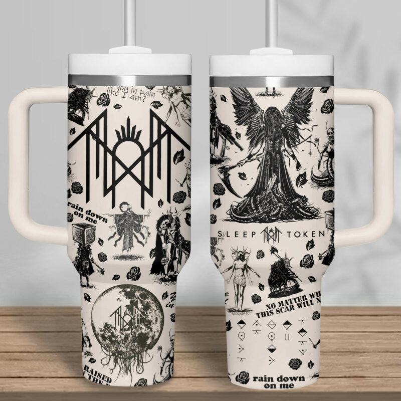 Sleep Token Music Custom Stanley Quencher 40oz Stainless Steel Tumbler With Handle - Threewoofs - Image 4
