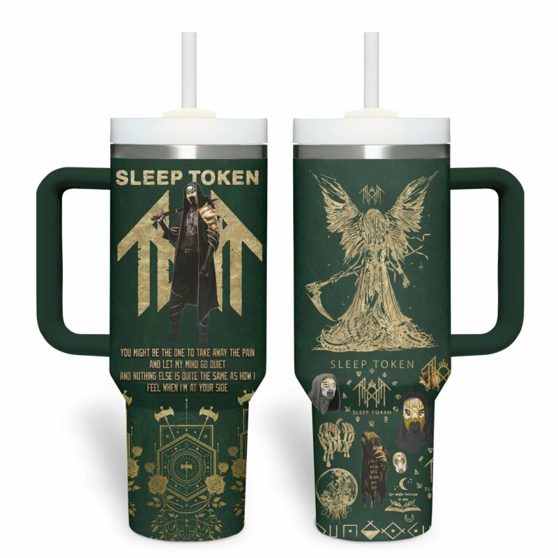 Sleep Token Music Custom Stanley Quencher 40oz Stainless Steel Tumbler With Handle - Threewoofs - Image 2