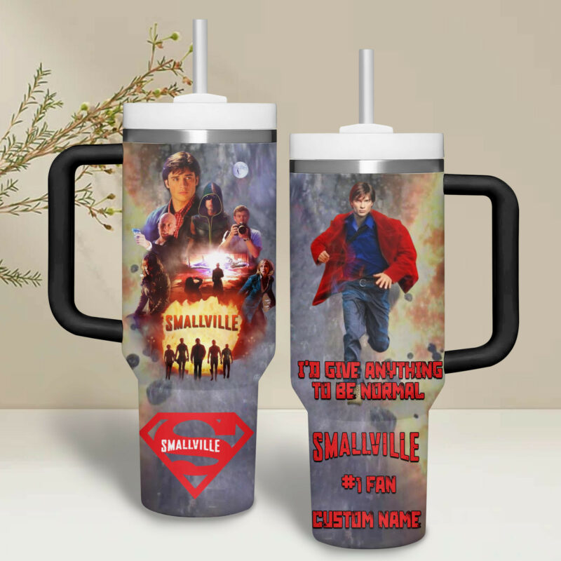Smallville TV Series Custom Stanley Quencher 40oz Stainless Steel Tumbler With Handle - Threewoofs - Image 4