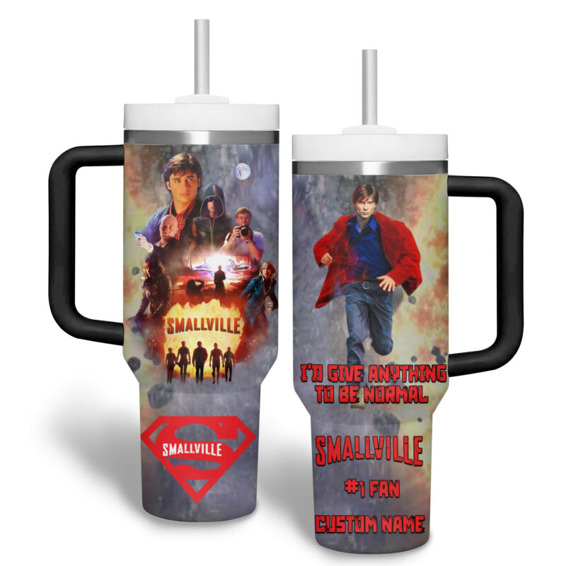 Smallville TV Series Custom Stanley Quencher 40oz Stainless Steel Tumbler With Handle - Threewoofs - Image 3