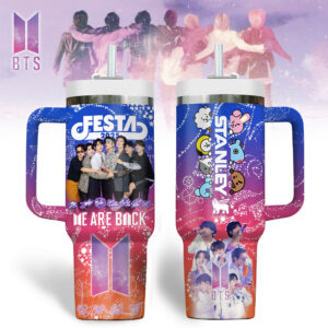 BTS Music Custom Stanley Quencher 40oz Stainless Steel Tumbler With Handle - Threewoofs
