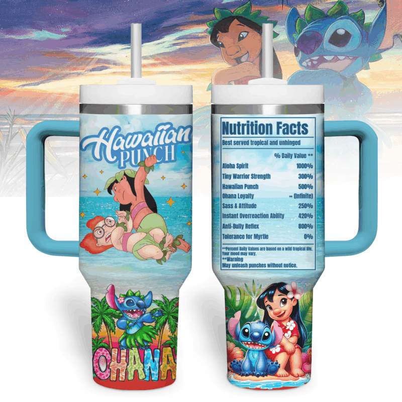 Stitch Cartoon Custom Stanley Quencher 40oz Stainless Steel Tumbler With Handle - Threewoofs