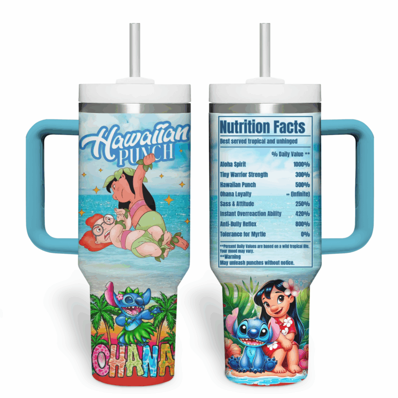 Stitch Cartoon Custom Stanley Quencher 40oz Stainless Steel Tumbler With Handle - Threewoofs - Image 2