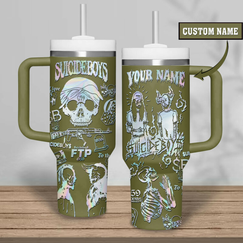 Suicideboys Music Custom Stanley Quencher 40oz Stainless Steel Tumbler With Handle - Threewoofs - Image 2