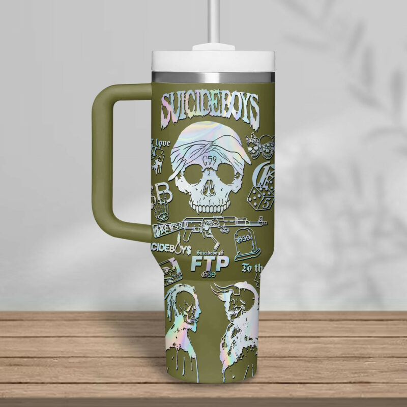 Suicideboys Music Custom Stanley Quencher 40oz Stainless Steel Tumbler With Handle - Threewoofs - Image 4