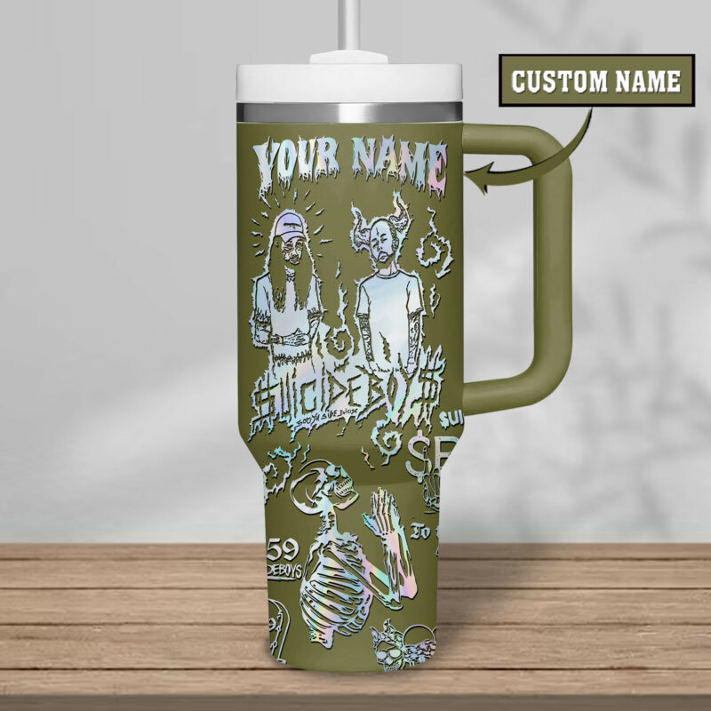 Suicideboys Music Custom Stanley Quencher 40oz Stainless Steel Tumbler With Handle - Threewoofs - Image 3