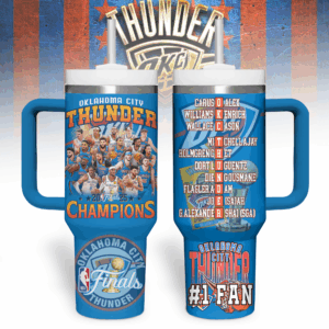 Oklahoma City Thunder NBA Custom Stanley Quencher 40oz Stainless Steel Tumbler With Handle - Threewoofs