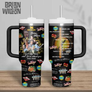Brian Wilson Music Custom Stanley Quencher 40oz Stainless Steel Tumbler With Handle - Threewoofs