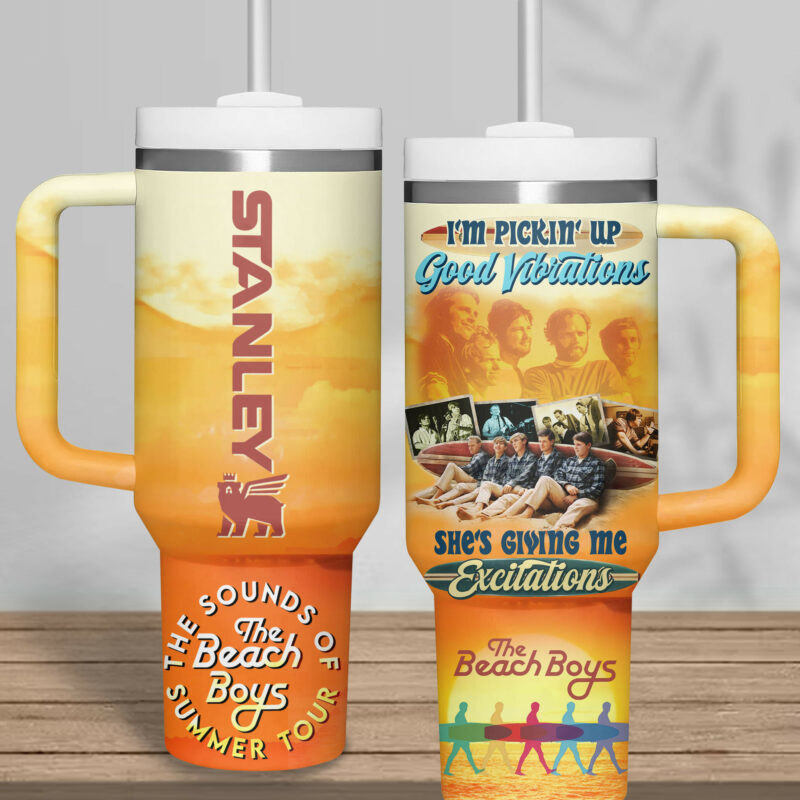 The Beach Boys Music Custom Stanley Quencher 40oz Stainless Steel Tumbler With Handle - Threewoofs - Image 2
