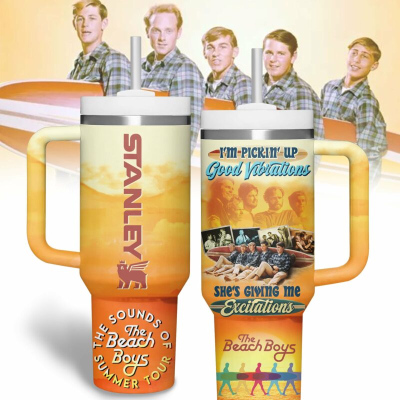 The Beach Boys Music Custom Stanley Quencher 40oz Stainless Steel Tumbler With Handle - Threewoofs