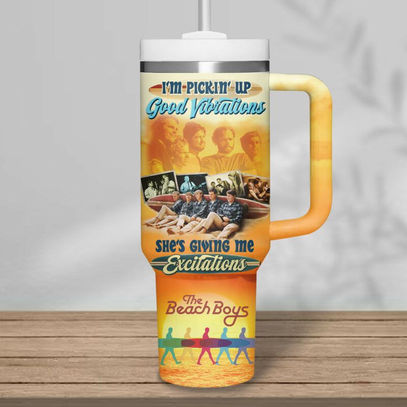 The Beach Boys Music Custom Stanley Quencher 40oz Stainless Steel Tumbler With Handle - Threewoofs - Image 4