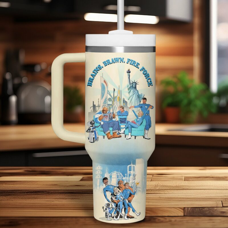 The Fantastic Four: First Steps Movies Custom Stanley Quencher 40oz Stainless Steel Tumbler With Handle - Threewoofs - Image 2